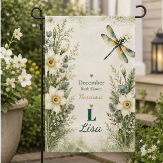 Personalized December Birth Flower Garden Flag