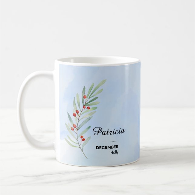 Personalized December Flower Mug (Left)