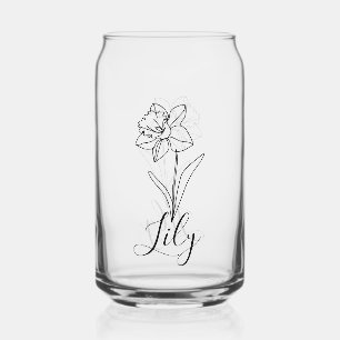 Personalized December Narcissus Birth Flower Gift  Can Glass