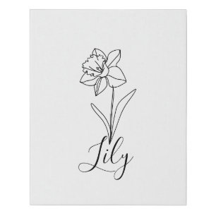 Personalized December Narcissus Birth Flower Gift Faux Canvas Print