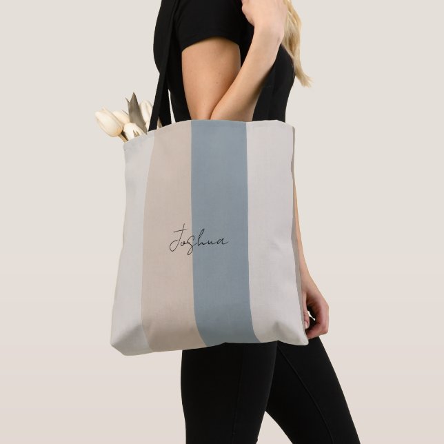 personalized decent stripes tote bag (Close Up)