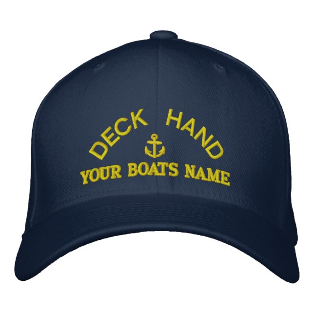 Personalized deckhand yacht crew embroidered baseball hat (Front)