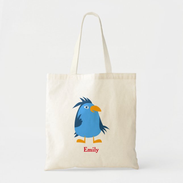 Personalized Decorative Animal Bird Blue Funny Tote Bag (Front)