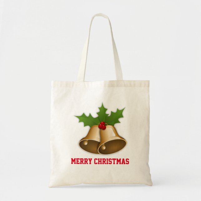 Personalized Decorative Christmas Bell Tote Bag (Front)