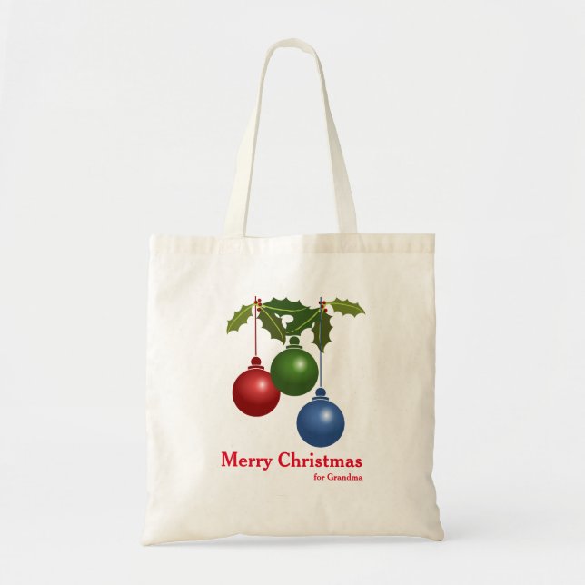 Personalized Decorative Christmas Gift Tote Bag (Front)