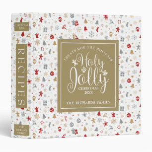 Personalized Decorative Christmas Recipe 3 Ring Binder