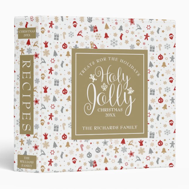 Personalized Decorative Christmas Recipe 3 Ring Binder (Front/Spine)
