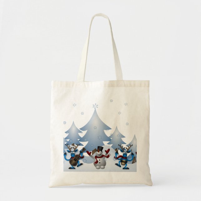 Personalized Decorative Christmas Snowman Tote Bag (Front)