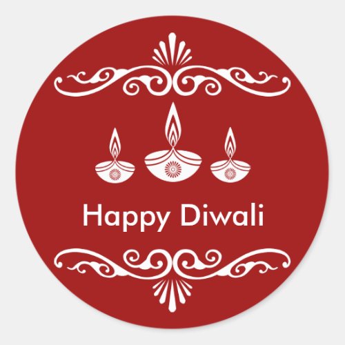 Personalized Decorative Diwali Design Classic Round Sticker