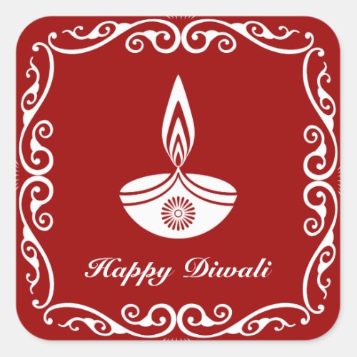 Personalized Decorative Diwali Design Square Sticker