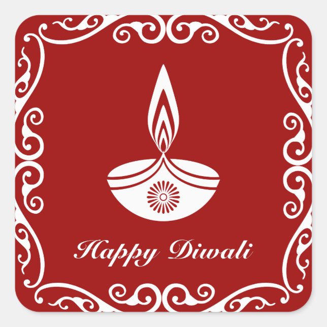 Personalized Decorative Diwali Design Square Sticker (Front)