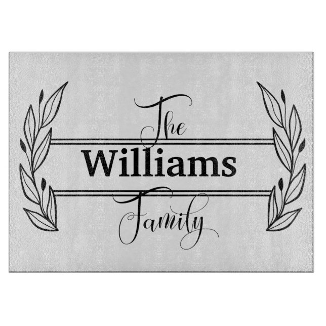 Personalized Decorative Family Name Monogram Cutting Board (Front)