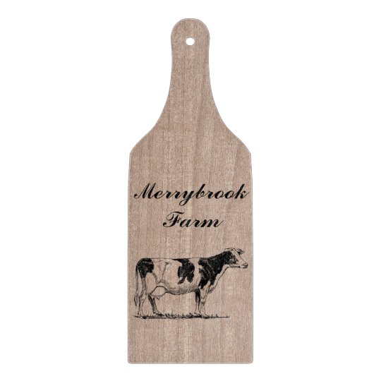 Personalized Decorative Faux Wood Farm Animal Cow Cutting Board