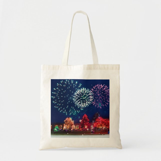 Personalized Decorative Merry Christmas Lighting Tote Bag (Front)