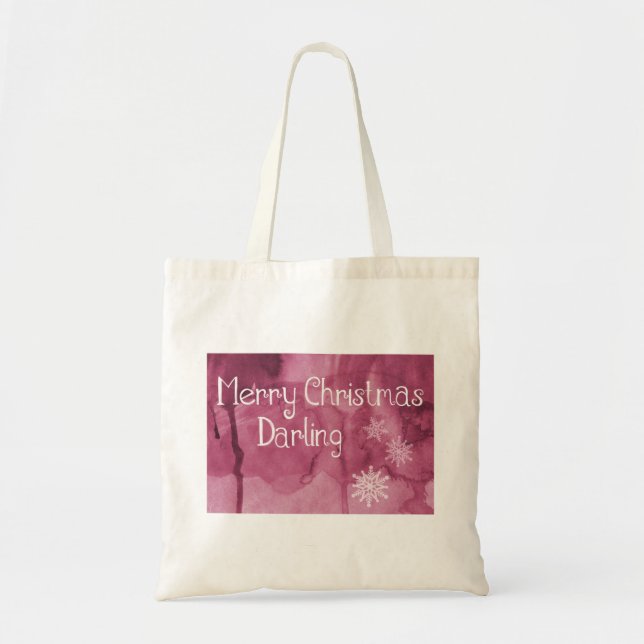 Personalized Decorative Merry Christmas Snowflake Tote Bag (Front)