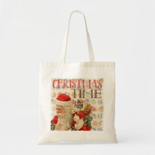 Personalized Decorative Merry Christmas Swirl Tote Bag