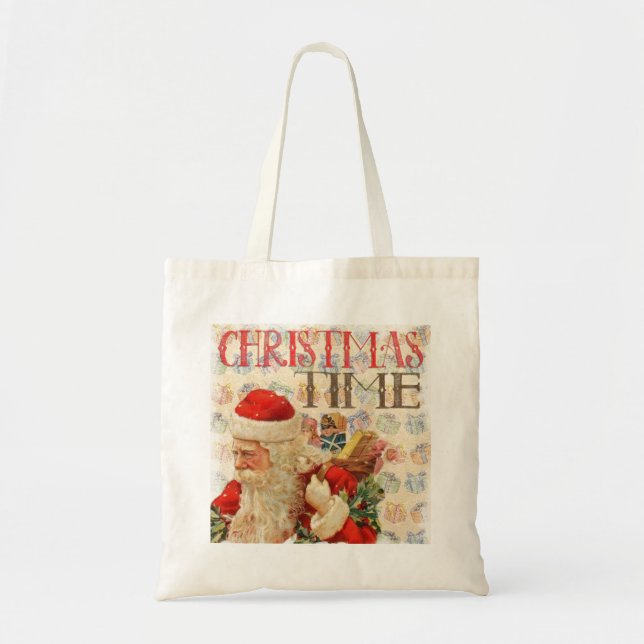 Personalized Decorative Merry Christmas Swirl Tote Bag (Front)