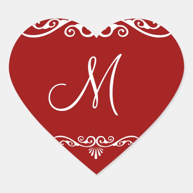 Personalized Decorative Monogram Heart Sticker (Front)