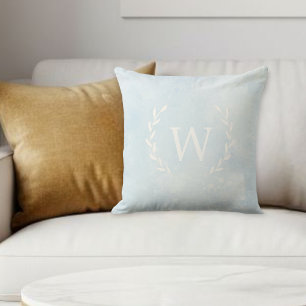 Personalized Decorative Pillow, White Initial Throw Pillow