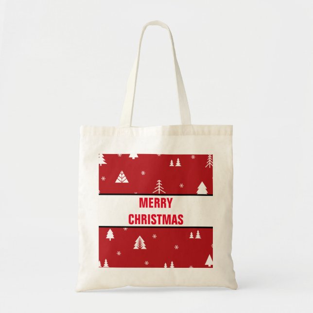 Personalized Decorative Red Merry Christmas Stars  Tote Bag (Front)