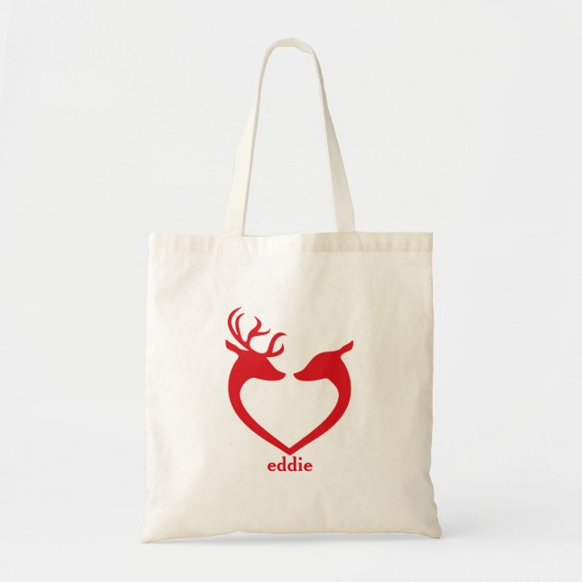 Personalized Decorative Reindeer Christmas Tote Bag (Front)