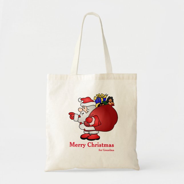 Personalized Decorative Santa Christmas Gift Tote Bag (Front)