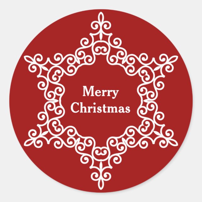 Personalized Decorative Snowflake Christmas Design Classic Round Sticker (Front)