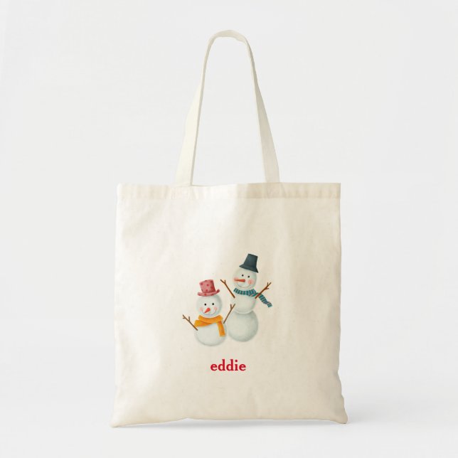 Personalized Decorative Snowman Santa Christmas To Tote Bag (Front)