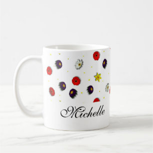 Personalized decorative spring flowers white coffee mug