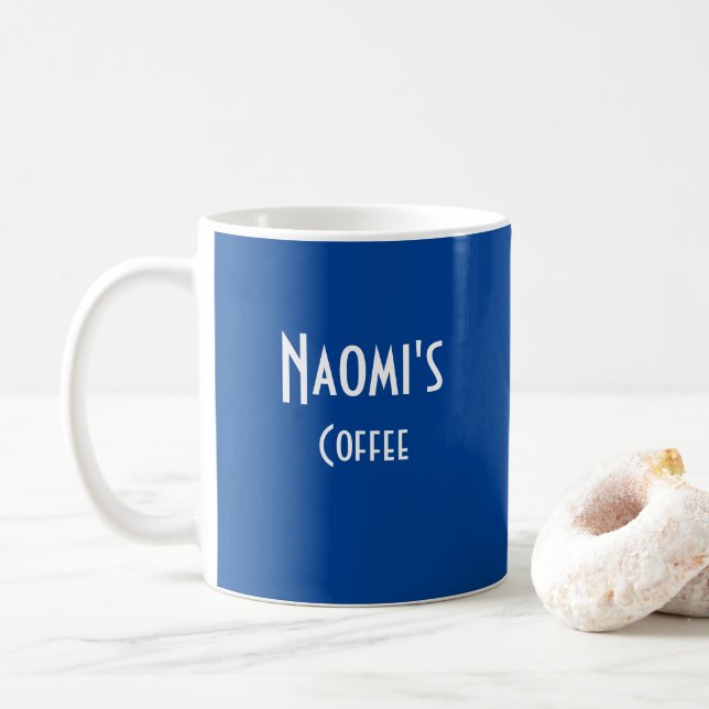 Personalized Deep Blue Coffee Mug (With Donut)