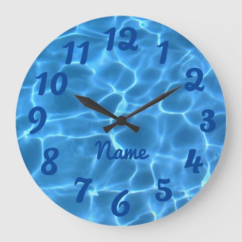 Personalized Deep Blue Numbered Photo Large Clock