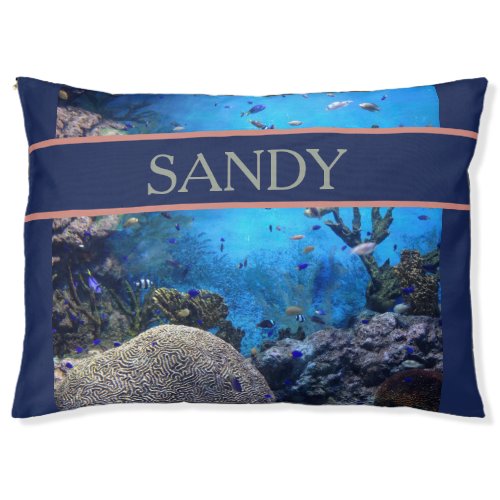 Personalized Deep Blues Underwater Ocean Scene Pet Bed