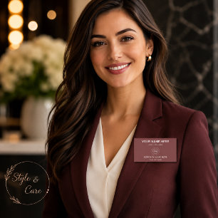 Personalized Deep Burgundy 3" X 1.5" Rectangle Name Tag