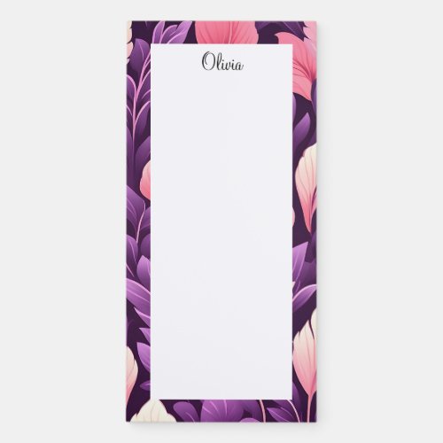 Personalized Deep Purple Floral Magnetic Notepad