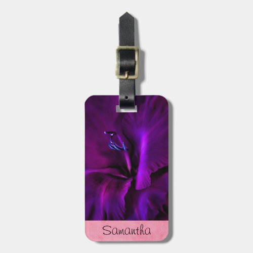 Personalized Deep Purple Iris Luggage Tag