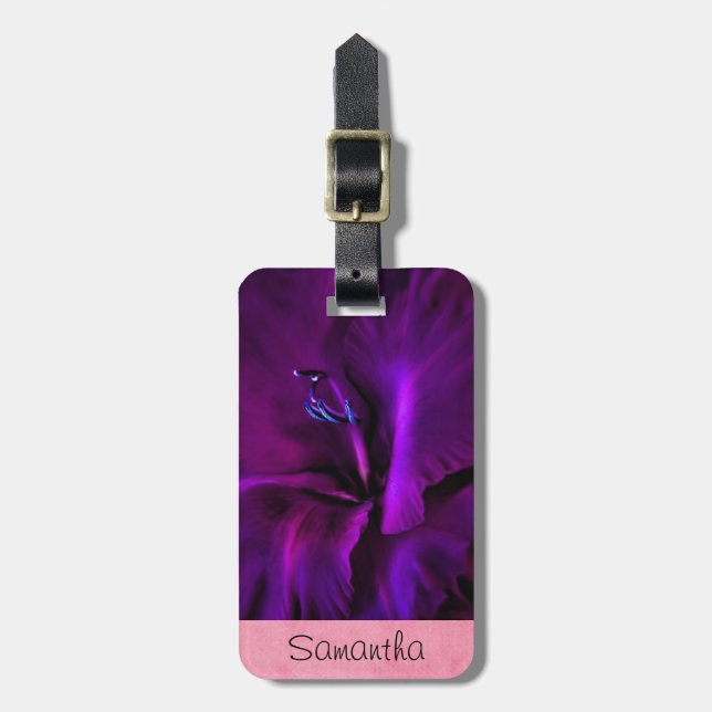 Personalized Deep Purple Iris Luggage Tag (Front Vertical)