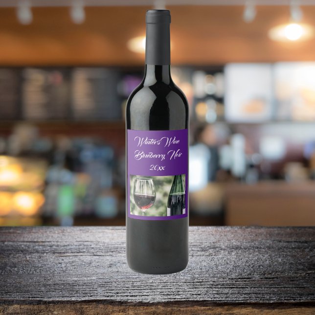 Personalized Deep Purple Wine Bottles | Photo Label (Wine Label)