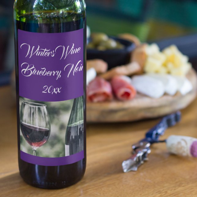 Personalized Deep Purple Wine Bottles Photo Wine Label (Creator Uploaded)