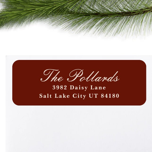 Personalized Deep Red Christmas Return Address Label (Creator Uploaded)