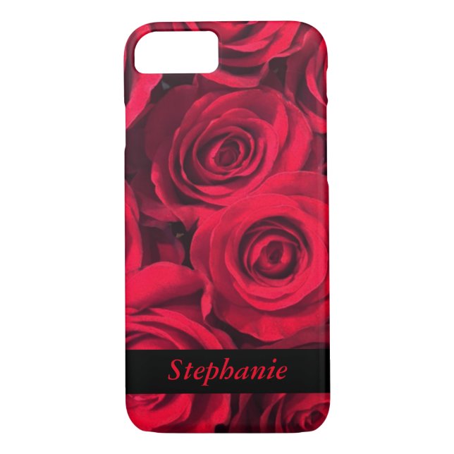 Personalized Deep Red Rose Blooms Case-Mate iPhone Case (Back)