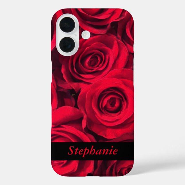 Personalized Deep Red Rose Blooms Case-Mate iPhone Case (Back)