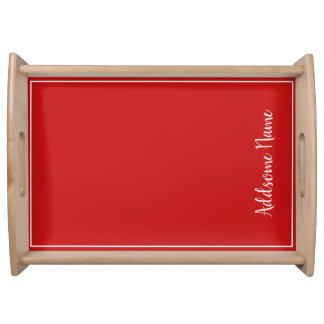 Personalized Deep Red Solid Color Serving Tray