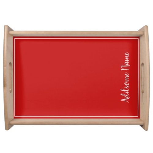 Personalized Deep Red Solid Color  Serving Tray