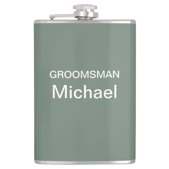 Personalized Deep Sage Green Flask (Front)
