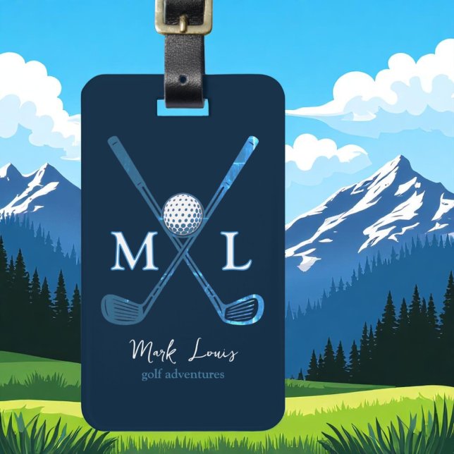 Personalized DeepBlue Monogrammed Golfer Luggage Tag (Creator Uploaded)