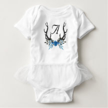 Personalized Deer Antler Baby Girl Tutu Bodysuit