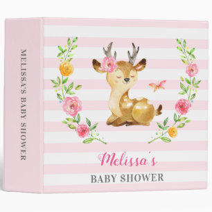 Personalized Deer Baby Girl Shower Gift Album 3 Ring Binder