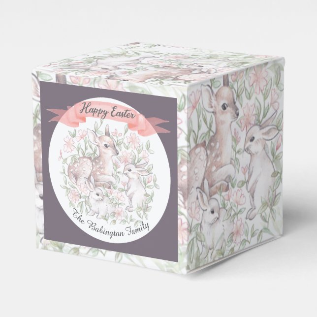 Personalized Deer Bunny Easter Favor Boxes (Front Side)