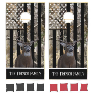 Personalized Deer Camo American Flag Cornhole Set