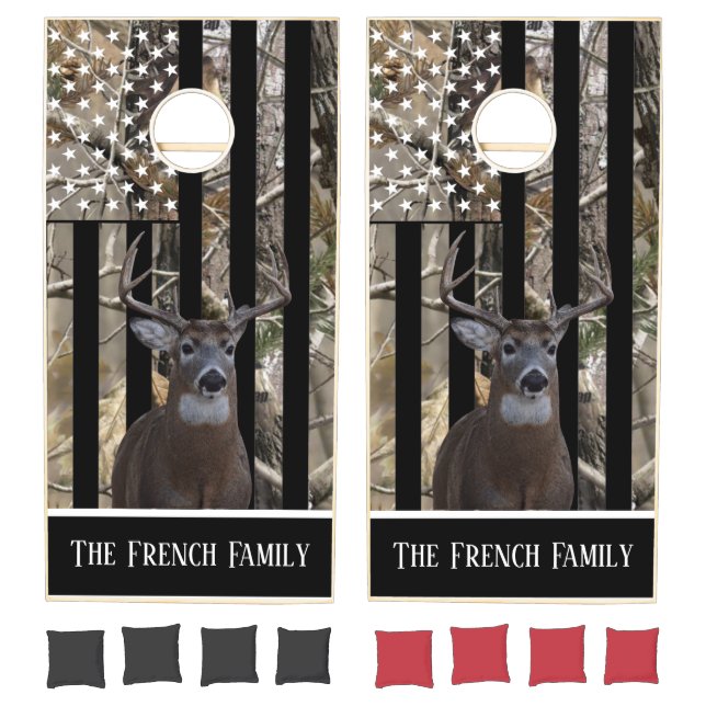Personalized Deer Camo American Flag Cornhole Set (Set)